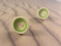Preview: Knopf Ohrstecker Button grün weiß Rand